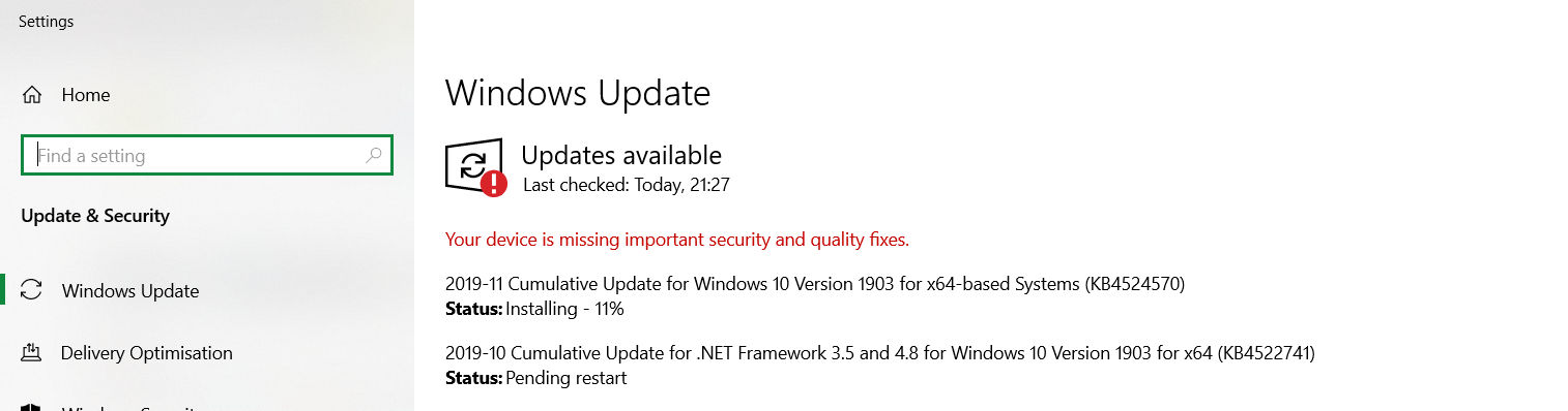 Windows 10 feature Update 1909 Your device is missing important security and quality fixes 238a4747-a4cf-416f-a943-a6cfff6c1bb9?upload=true.png