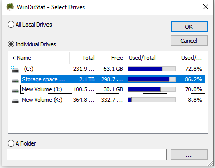 To clean up storage space it says that I need a browser 239008d1562061941t-storage-spaces-says-full-windirstat.png