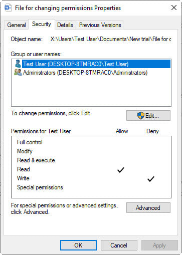 Using C++, Want to remove not deny Write permission alone from a user trustee with Full... 239202d1562193185t-file-permissions-another-user-03-07-2019-23-21-01.jpg