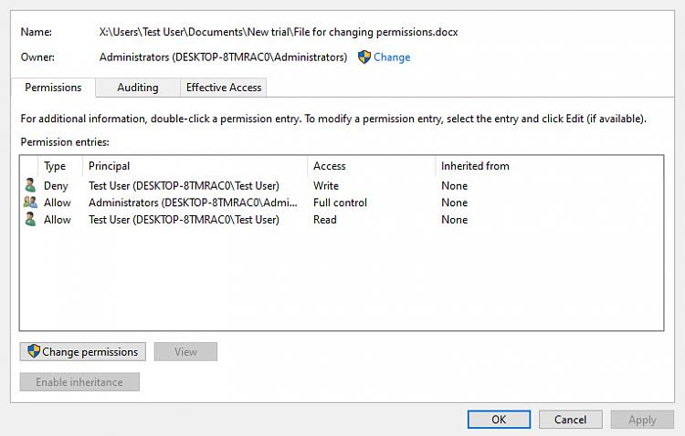 Using C++, Want to remove not deny Write permission alone from a user trustee with Full... 239204d1562193300t-file-permissions-another-user-03-07-2019-23-21-33.jpg