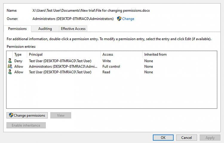 Using C++, Want to remove not deny Write permission alone from a user trustee with Full... 239204d1562193300t-file-permissions-another-user-03-07-2019-23-21-33.jpg