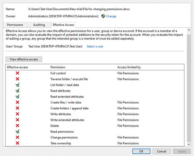 Using C++, Want to remove not deny Write permission alone from a user trustee with Full... 239205d1562194063t-file-permissions-another-user-03-07-2019-23-46-18.jpg