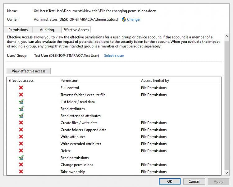 Using C++, Want to remove not deny Write permission alone from a user trustee with Full... 239205d1562194063t-file-permissions-another-user-03-07-2019-23-46-18.jpg
