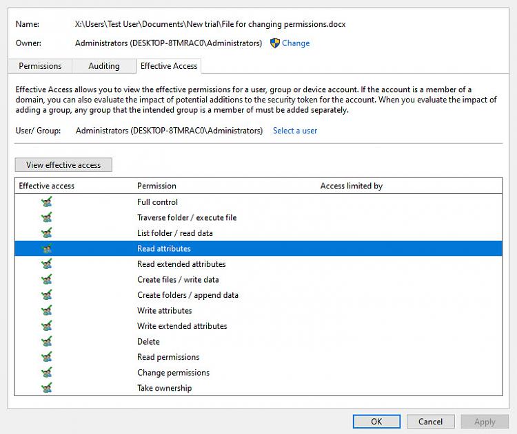 Using C++, Want to remove not deny Write permission alone from a user trustee with Full... 239209d1562194691t-file-permissions-another-user-03-07-2019-23-57-30.jpg