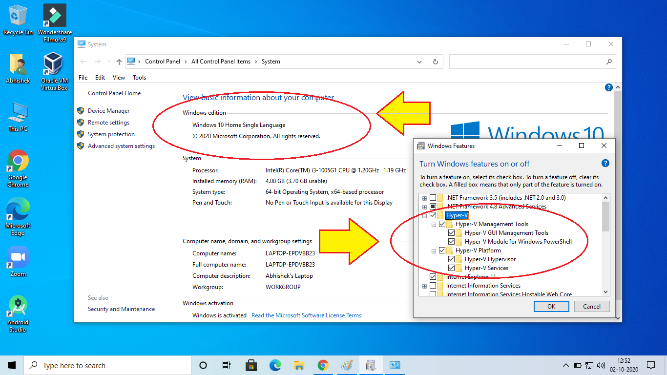 having a problem while using virtualization software on windows 10 home. create due to try... 248475fc-3119-4b29-93b6-c7d798d0e441?upload=true.png