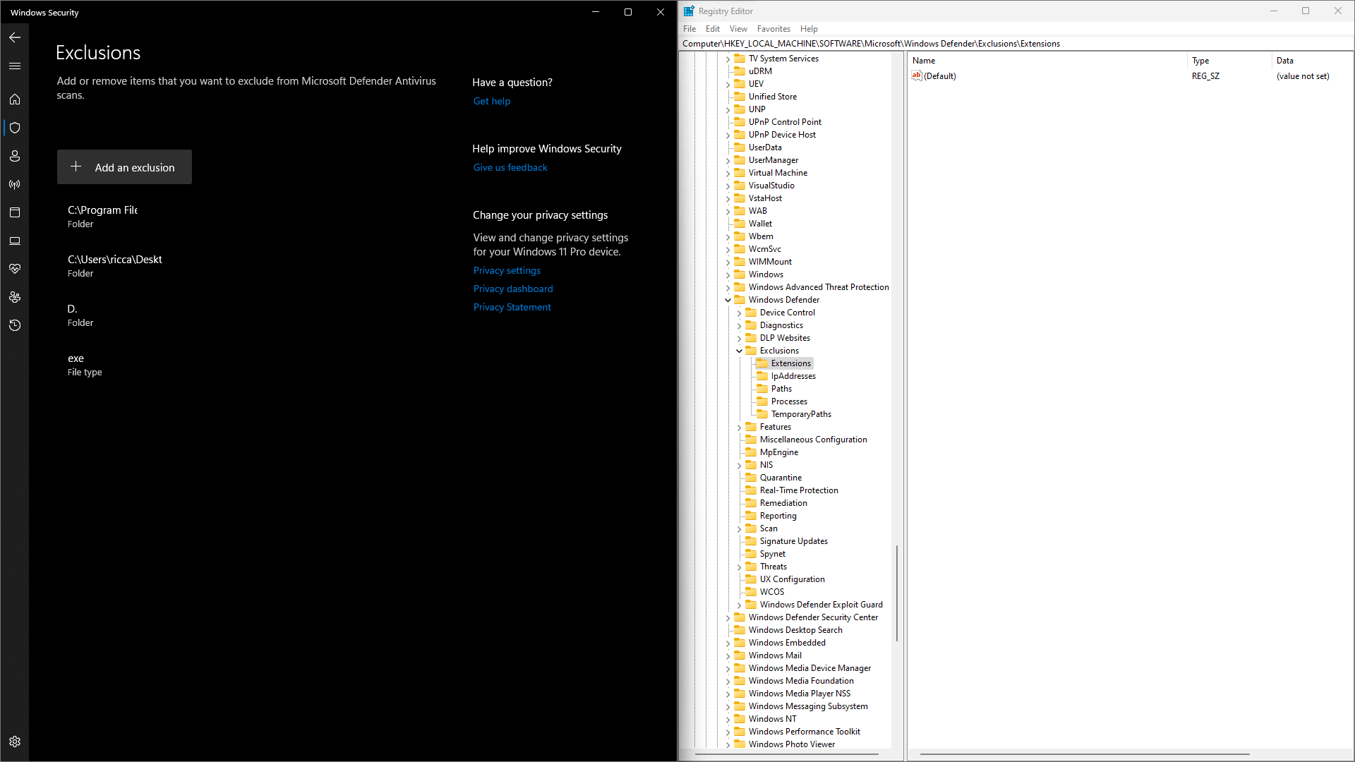 How to remove an ".exe" process exclusion from Windows Security 2485d67c-2cb5-458d-98e7-2a08847ac926?upload=true.png