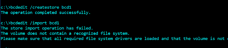 The boot configuration data store could not be opened. The requested system device cannot... 250929d1570842242t-bcdedit-boot-configuration-data-store-could-not-opened-image.png