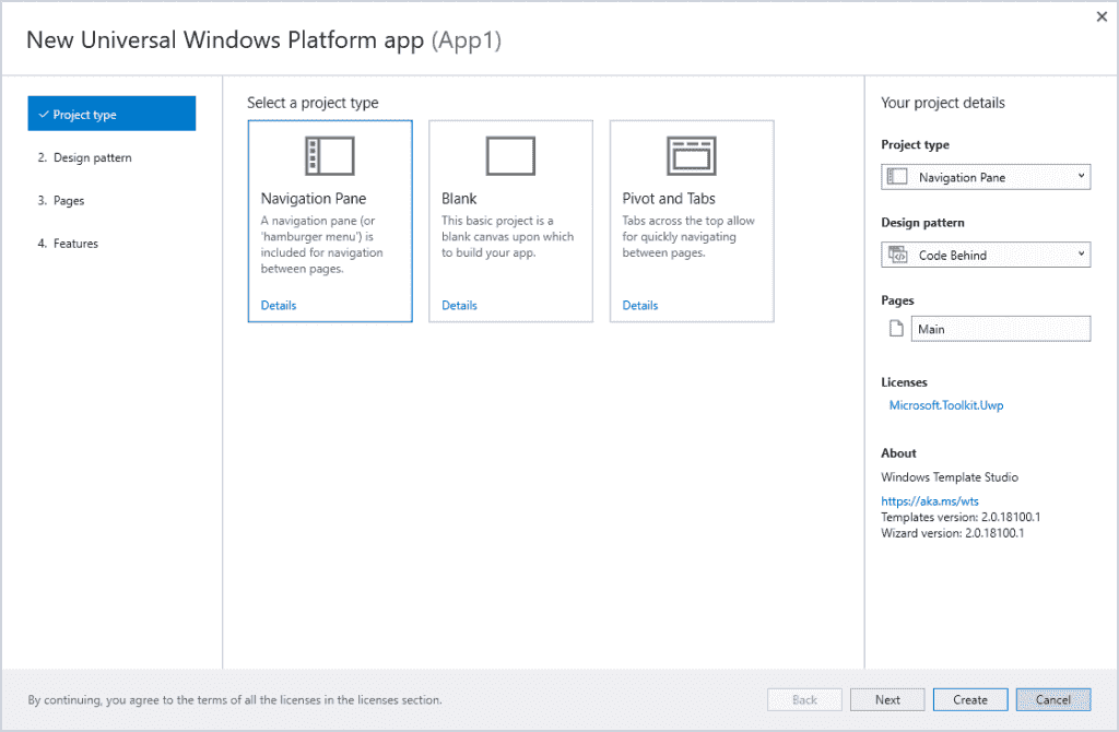 Windows Template Studio 2.5 released 252f16678abb1e8c1844a87d7ab500b9-1024x670.png