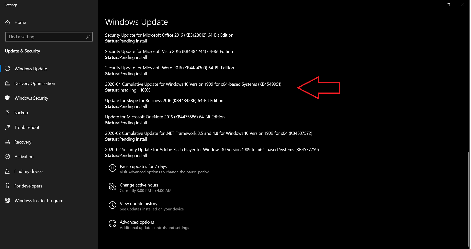 2020-04 Cumulative Update for Windows 10 Version 1909 for x64-based Systems KB4550945 stuck... 2586fb32-bbd3-4b6b-aef1-70b3ef64f137?upload=true.png
