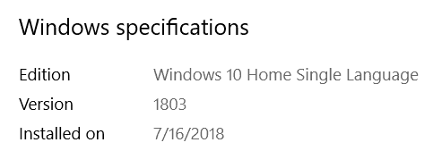 I've got Windows 10 October 2018 Update but the windows version actually hasn't been... 26100fc9-75d4-442e-9ca0-8110d9532a3d?upload=true.png
