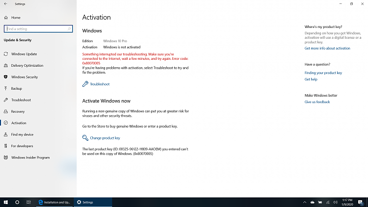 Audio doesnt work on windows 10, 0x80070005 errror when attempting to activate windows... 262500d1578593911t-windows-10-wont-activate-errror-code-0x80070005-2020-01-09.png