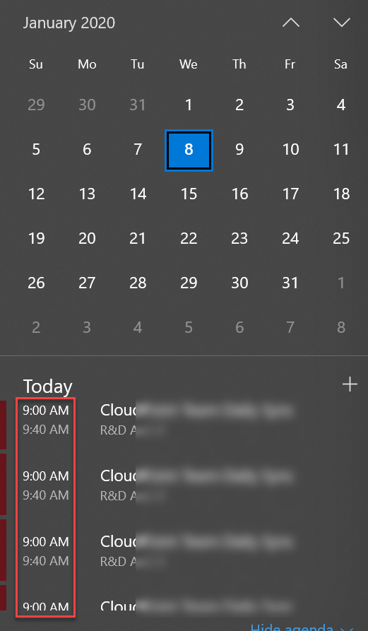 Duplicate entries in Windows 10 calendar events system tray systray 26a8d627-10ae-4d74-bab4-bcbd268a2870?upload=true.png