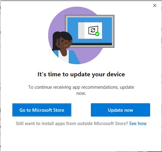 Cannot open exe files. The message "It's time to update your device" pops up. 26bd85bc-9401-4e6d-aef2-5b5a97060bc9?upload=true.jpg