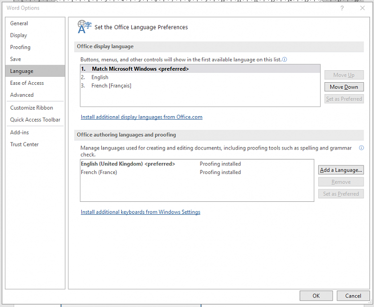 After installing French as an additional language my Microsoft 365 apps are in French. 271939d1585226285t-autocorrect-french-not-reliable-proofing.png