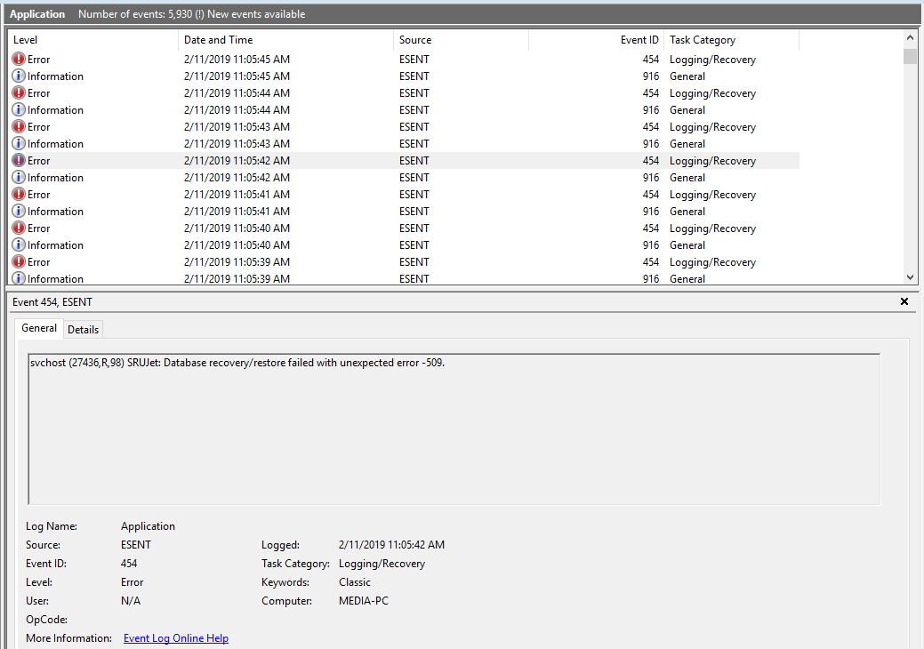 "SRUJet: Database recovery/restore failed with unexpected error -509" multiple times per second 27dbc71f-88f2-4927-aa31-be14babfd706?upload=true.png