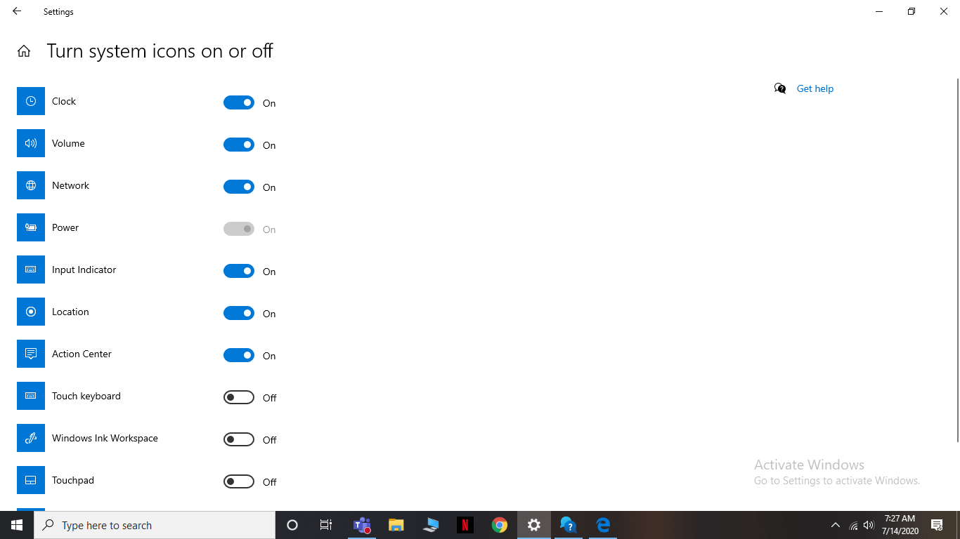 Battery icon not seen in the taskbar. Although I tried turning it on, it does not allow me... 2871f1c9-2cb4-4dc9-bcdc-e2f0350fce9a?upload=true.png
