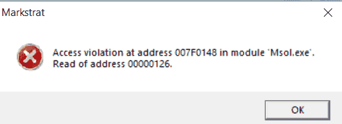 access violation at address 007f0148 and exception eaccessviolation in module Msol.exe at... 28a46b84-fe65-4154-bcfc-677088c2b856?upload=true.png