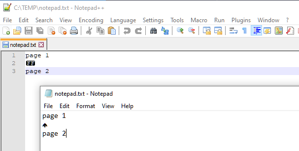 How do I create a page break in a Notepad doc I am creating? 295546d1598972357t-page-break-regular-text-files-notepad-image.png