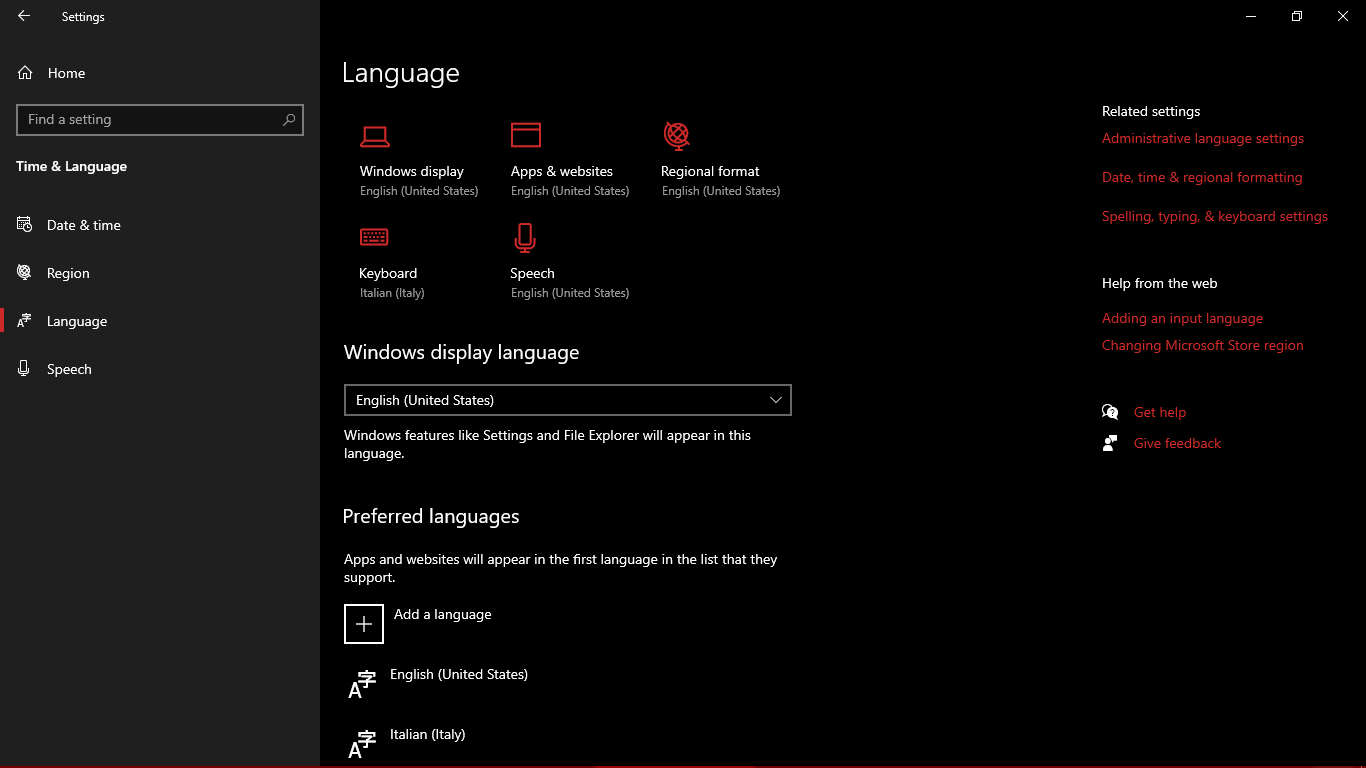 Why is the “Intel Rapid Storage Technology” entry in Italian? 29a3f50f-32ec-4140-a641-cce2c2ccc8b6?upload=true.png