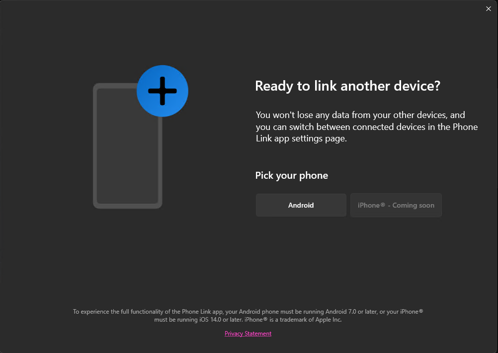 iPhone not linking with Phone Link app 29be8566-175e-4a59-8ca9-c2e449a81198?upload=true.png