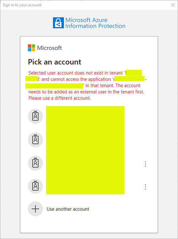 AIP Unified Client Error. Selected user account does not exist in tenant  and cannot access... 2a145b16-0cf0-4898-bb74-766a0cb61c66?upload=true.jpg