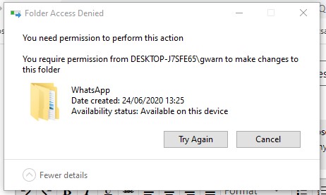 Windows 10 demands admin password to delete folder from desktop, then still refuses when... 2a34dc1b-e8c2-4f61-bf30-247f7657e34e?upload=true.jpg