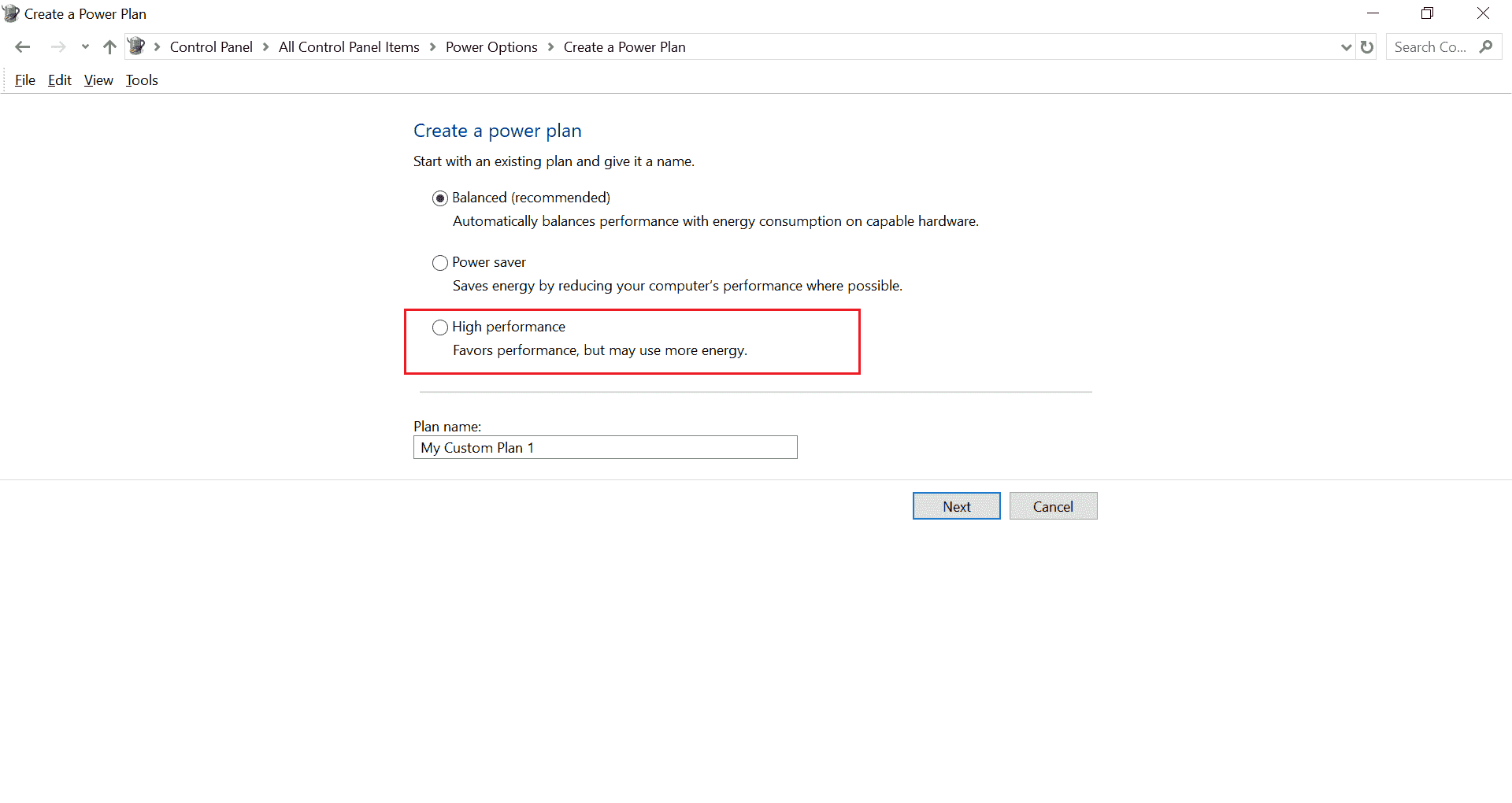 I don't  have any other power plan except High Performance plan 2a86b381-9765-4ca3-bfa2-c4e36541fa3d?upload=true.png