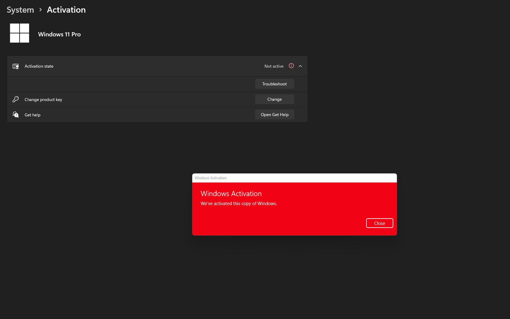Windows 11 keeps asking to be activated even though it has been. 2b164d71-e111-4de4-92a4-60ca5a258adc?upload=true.png