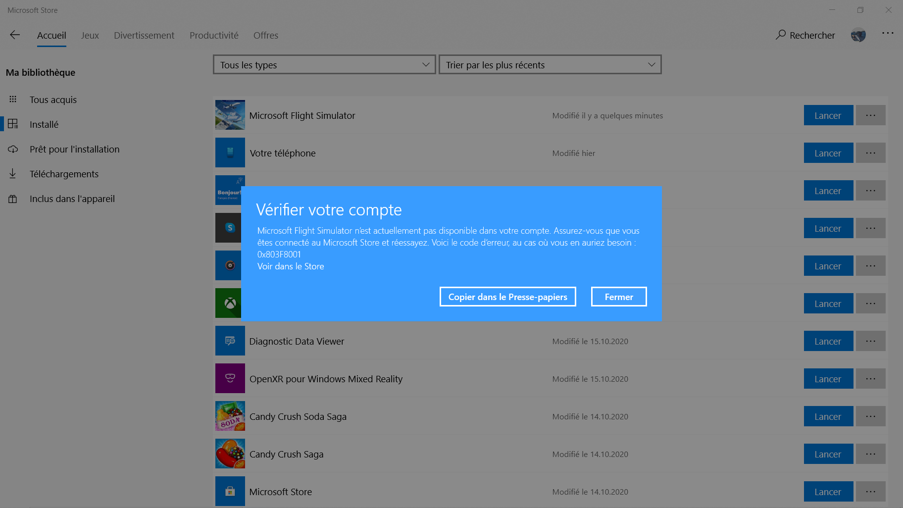 Impossible to launch FS2020 disc version bought 11.10.2020  error 0x803F8001 and  sysfile... 2b5ad3ce-54cc-4c4b-809b-1f25ffbec304?upload=true.png
