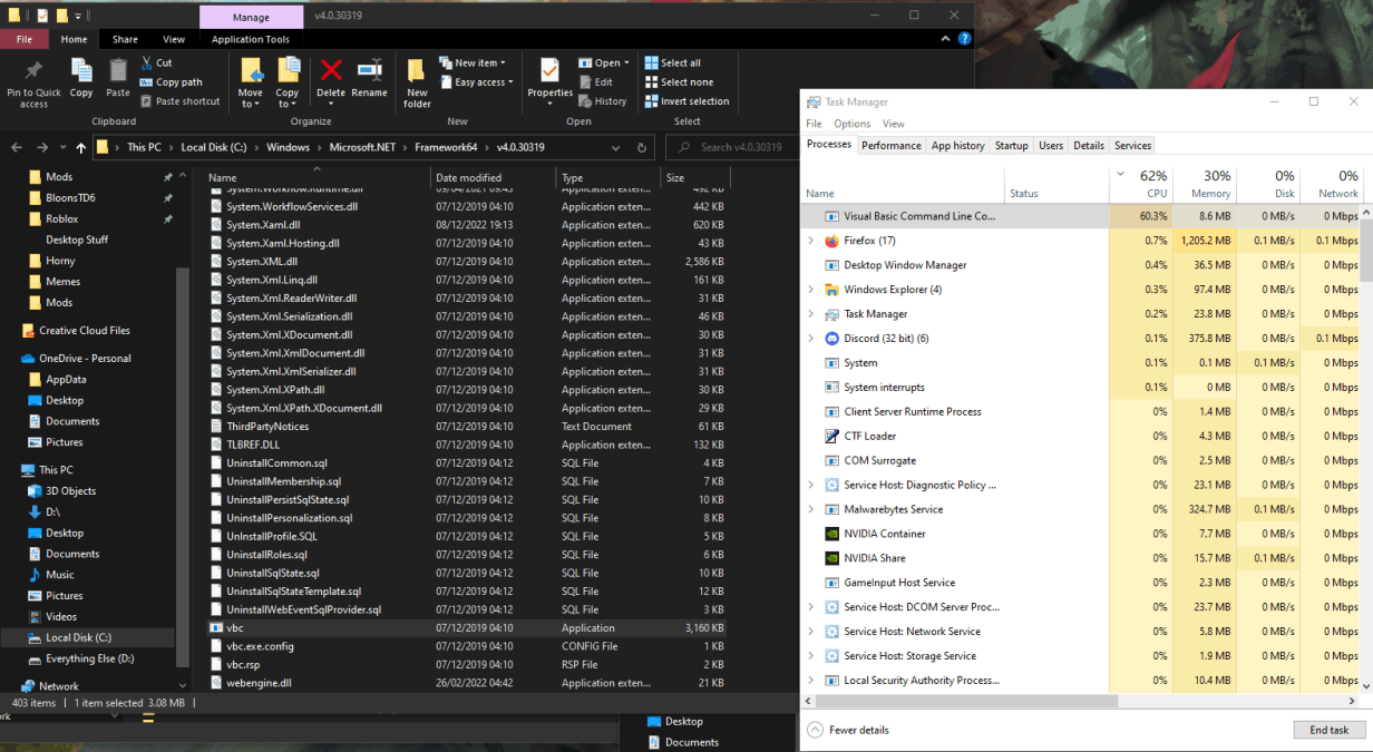 Why is VBC Visual Basic Commad Line taking up 50-60% of my CPU? %2bpdaEktU8lQzPHORxejN2Oj7Zpq%2bOyg1BipaSuIuxaGgbkirGFufBGt02Trjb6NfSKmlBwCwD6JsNZSeMeO8GPIiA%3d.png