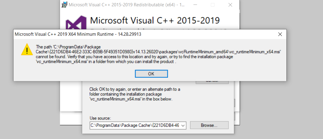 Problems Installing Microsoft Visual C 15 19 Redistributable X64