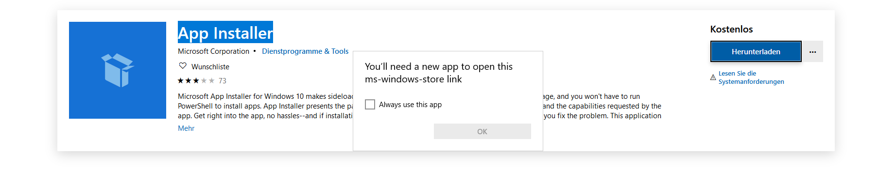 Appinsntaller missing // store not working // no app associated 2c41619c-a867-428d-b099-2663d56ffedb?upload=true.png