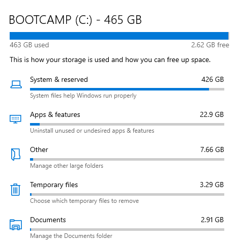 Windows PC and Mac, and Treesize contradicting Storage bootcamp 2c697608-1f44-4388-bc6e-43e9434473df?upload=true.png
