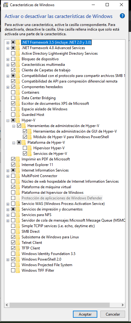 No Windows Sandbox option in turn Windows features on/off 2ce1d716-5af2-4a0d-a37d-9d76df545978?upload=true.png