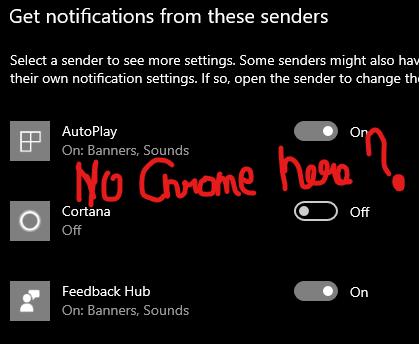 why i cant see chrome on notification action centre settings? 2d33efa0-8d6b-462c-9213-1c3c2f2630cf?upload=true.png