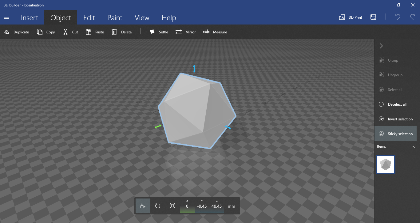 Settle option in 3D Builder app 2d8b9833-526c-4968-a495-c5801420f459?upload=true.png