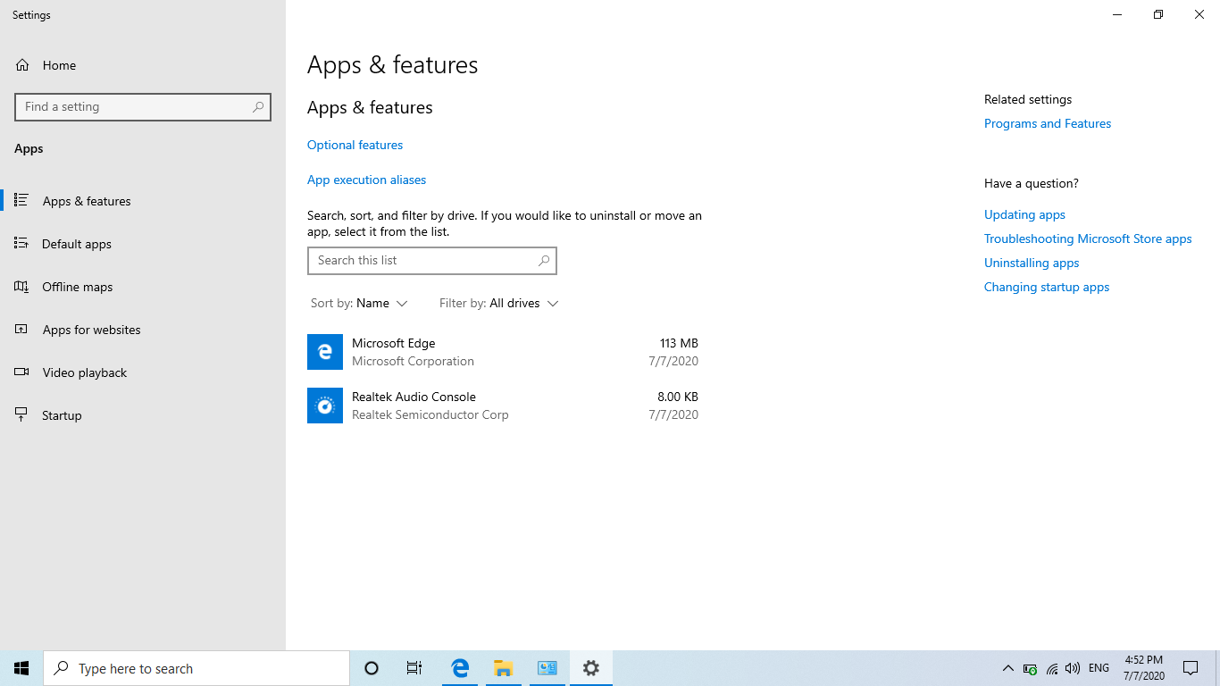 My Refurbished Laptop has ZERO apps installed, nothing but Edge, and required system programs. 2da045d2-8033-493a-9192-43d0830fcb6b?upload=true.png