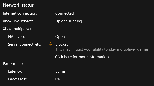 NAT Type Open but "Server Connectivity: Blocked" On Xbox Companion App 2e8e0dd621b7ec776d2ce0f0a32e64f3.png