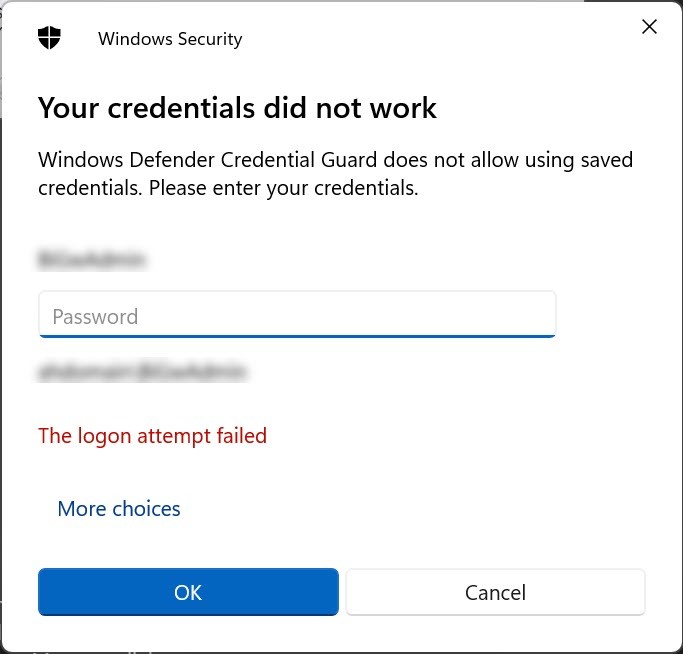 Consistently prompt for x2 login credentials when using Win11 24H2 with Credential Guard... 2ed67954-1cb9-4bc6-a135-aa8e3b45d299?upload=true.jpg