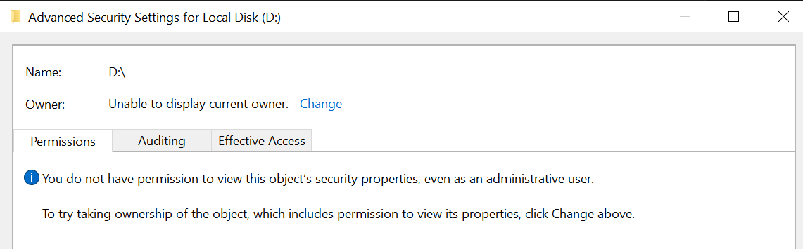 Locked out: "You do not have permission to view this object’s security properties, even as... 2f1b1b09-422a-46f7-b518-ebf8fe967b54?upload=true.png