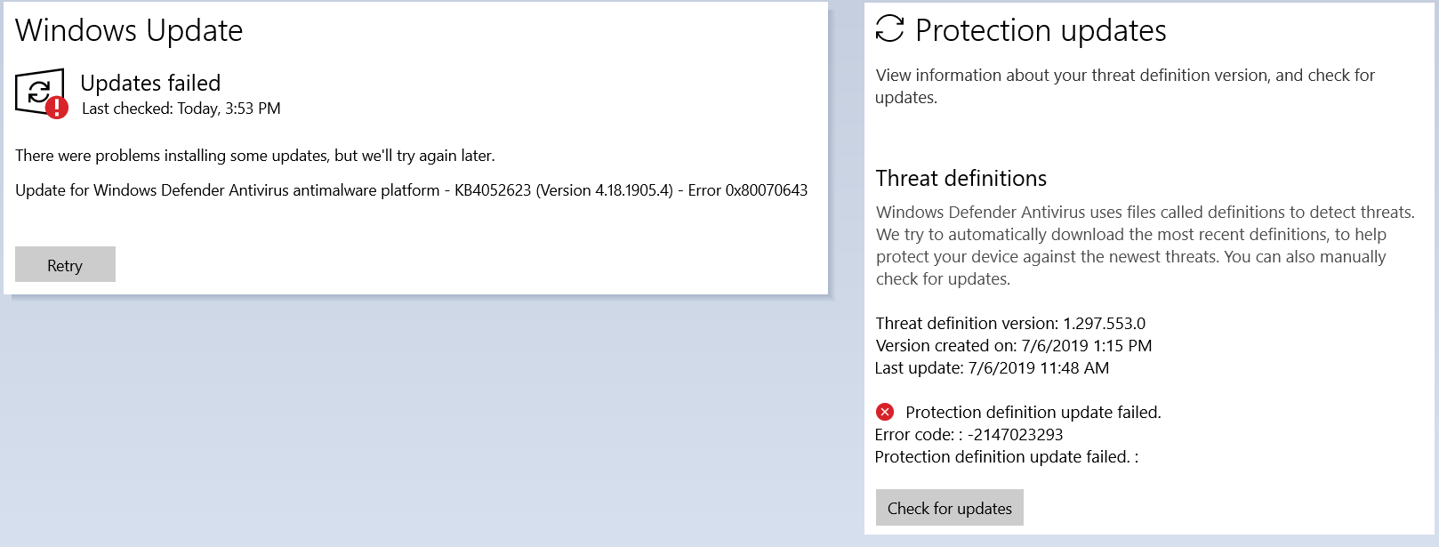 Windows Defender KB4052623 (Version 4.18.1905.4) repeated installation fail with Error... 2f4e848b-6e05-40c2-93e8-29bdff9310be?upload=true.png