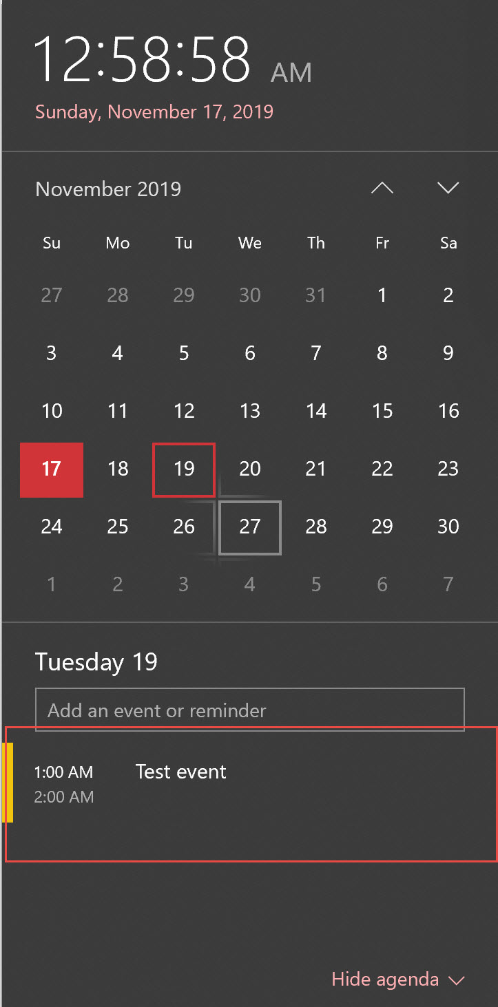 Calendar events do not show up in Agenda 2f882fdc-f854-4294-8645-c3a8e2cdb933?upload=true.jpg