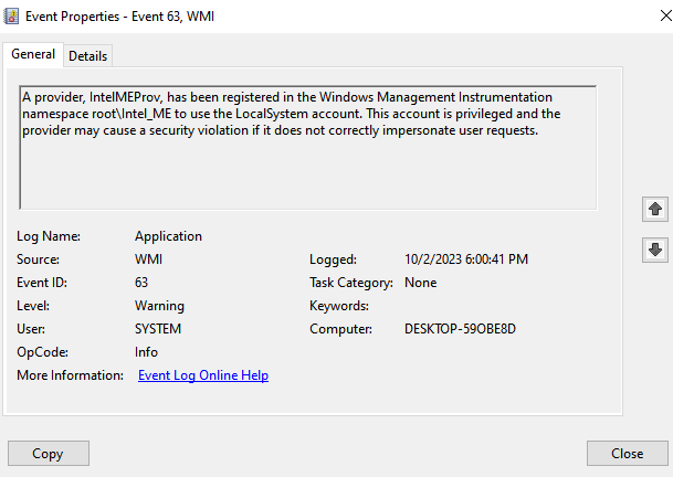 IntelMEProv, has a Windows Management Instrumentation namespace root\Intel_ME to use the... 2fDSgjfr4x6JNAqRcpgDipAbqkQNAZtkPEkb%2bN63FMkIXk335vPE9OxXtcNsvPxPeOAO%2fGwYqFbU0Up%2bM8IknWk%3d.png