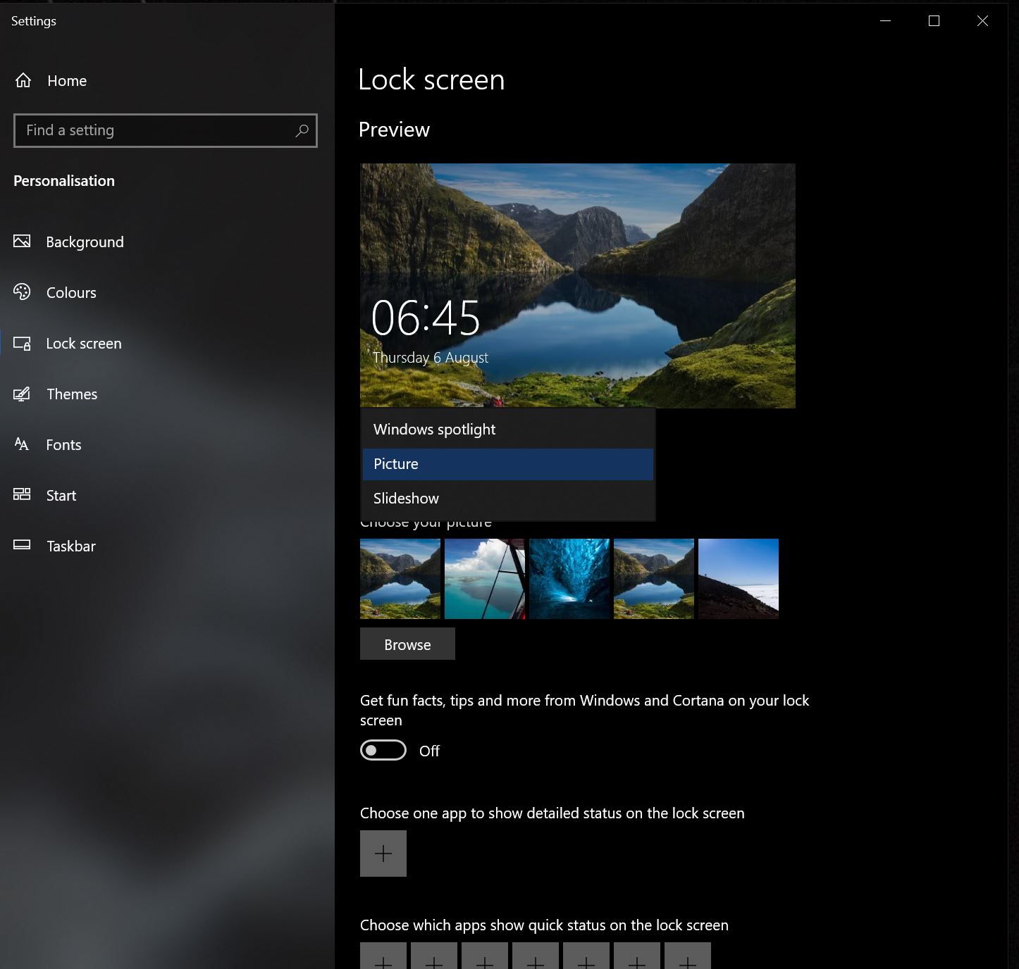 windows spotlight lock screen picture won't change