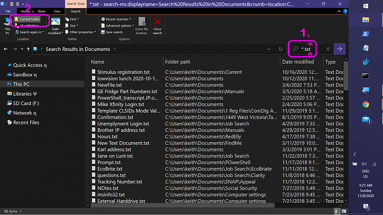 How can I get File Explorer Windows 11 to sort the subfolders at the top when searching?... 305316d1604835306t-how-search-file-explorer-windows-10-without-subfolders-screenshot-881-.png