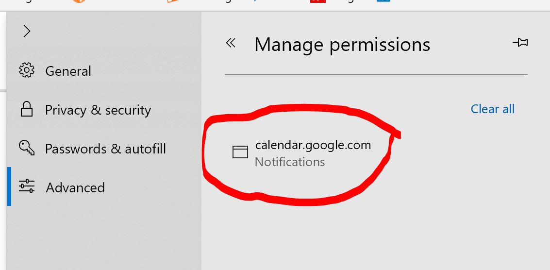 Notifications For Google Calendar Through Edge Not Showing