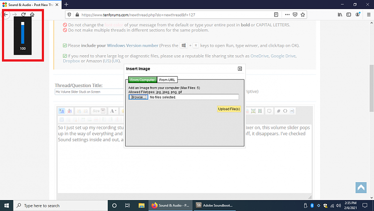Windows 11 Audio Slider stuck on screen. 317837d1612640154t-mic-volume-slider-stuck-screen-screenshot-2-.png