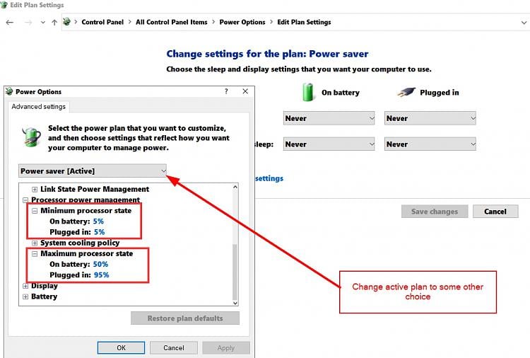 Every time I restarts my Laptop the min cpu processor power management rolls back to 100%.... 318822d1613218406t-cpu-constantly-100-task-manager-edit-plan-settings.jpg