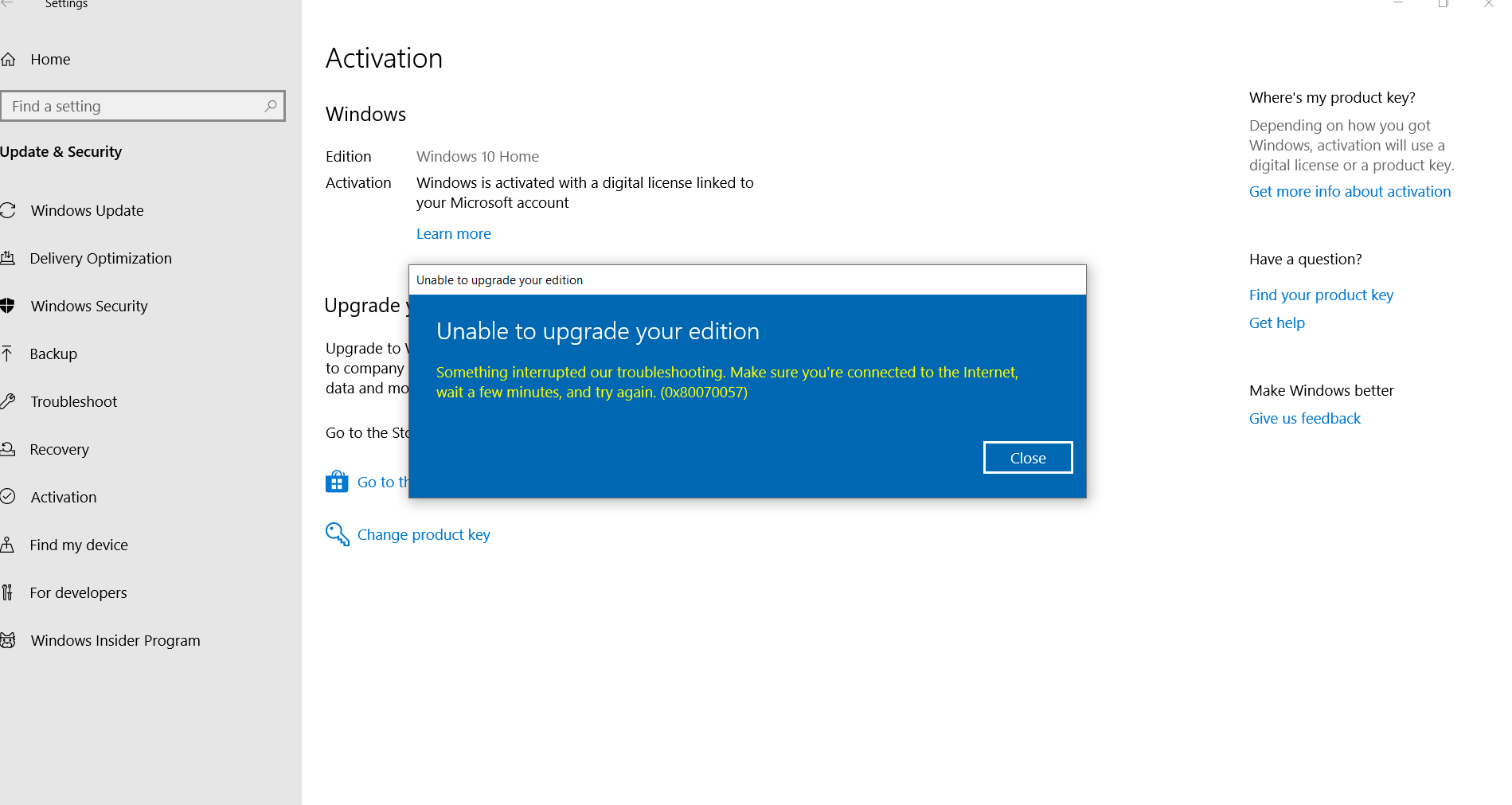 0x80070057 error when entering product key to update from Windows 10 home to Education 319bca6d-3024-4e96-8838-853e473c21ce?upload=true.png