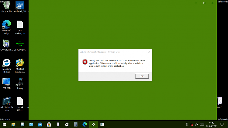 Windows 11 Settings app broken after the new update. 320942d1614684333t-windows-settings-broken-scrolling-untitled.pngsafe-mode-error.png